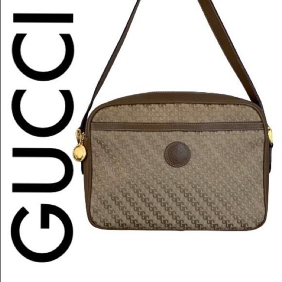 Gucci Handbags - GUCCI BROWN TAN LOGO EXCELLENT CROSSBODY BAG